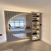 Trueliving Grey Luxury Half Glass Dresser Table H 71 x W 23 x D 15